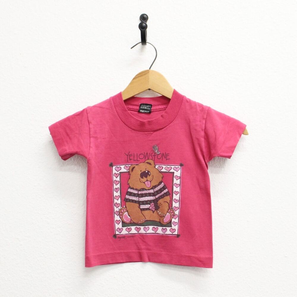 Vintage 90s Yellowstone National Park Bear Pink T-Shirt Toddler 2T